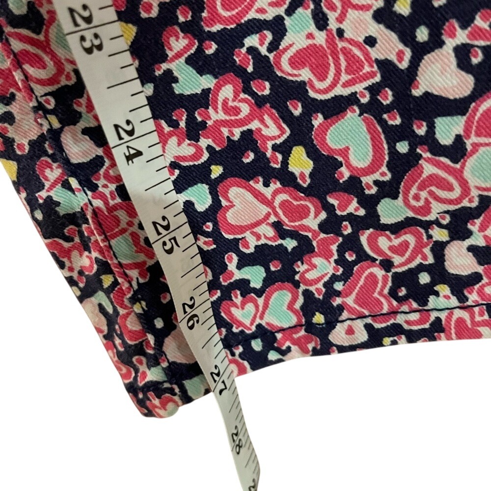 Lilly‎ Pulitzer Worth Skinny Mini Pants Pink Navy Heart Print Size 6 Ankle Crop - Picture 7 of 10